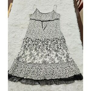 AGB Sz 12 VTG Y2k Floral Print‎ Tiered Babydoll Fairycore Cottagecore Midi Dress